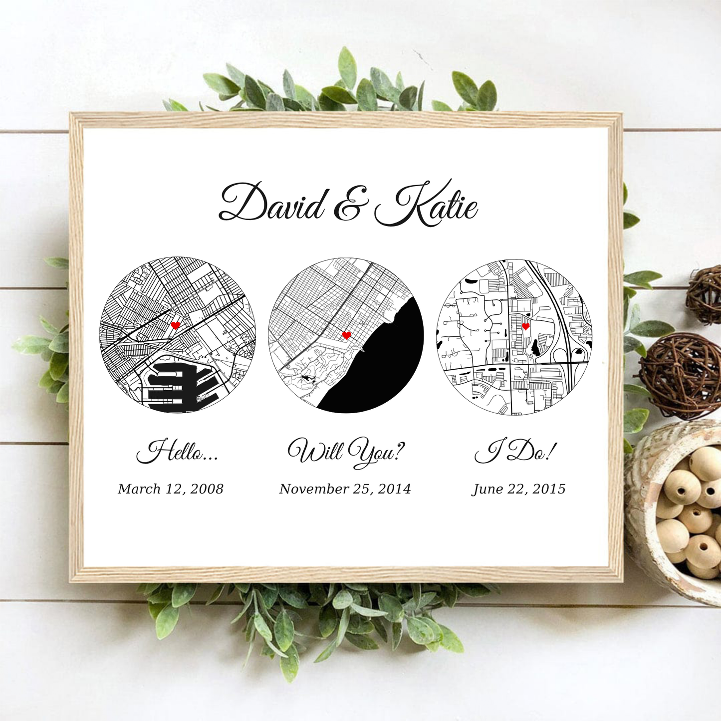 Custom Love  Map “Hello, Will You, I Do”