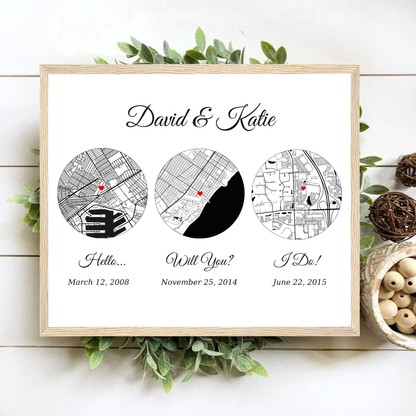 Custom Love  Map “Hello, Will You, I Do”