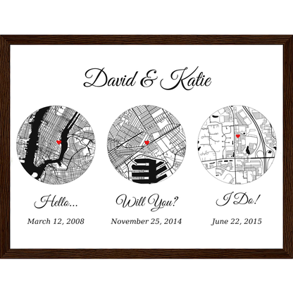 Custom Love  Map “Hello, Will You, I Do”