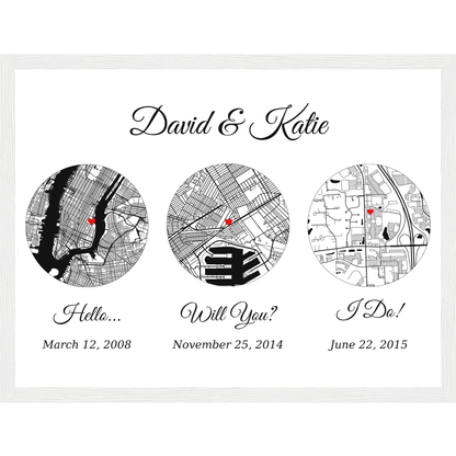 Custom Love  Map “Hello, Will You, I Do”