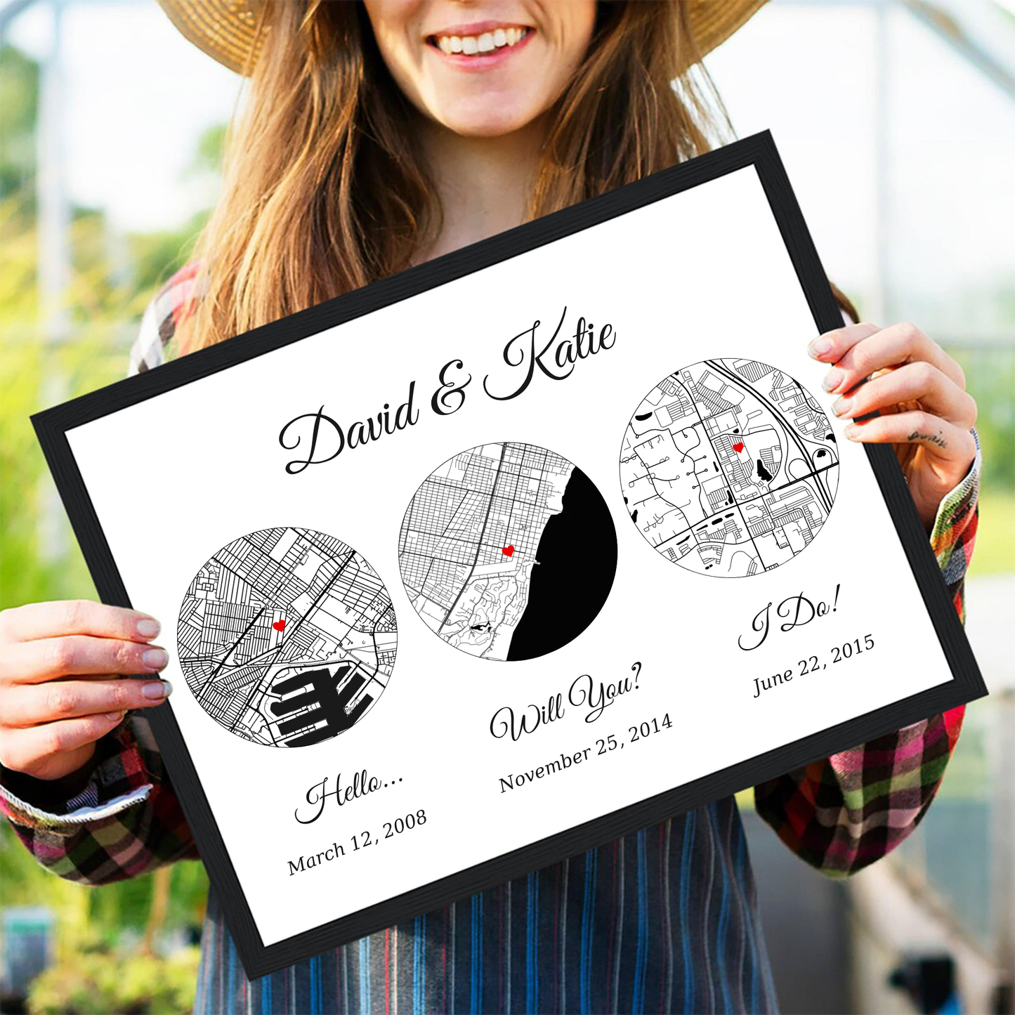 Custom Love  Map “Hello, Will You, I Do”