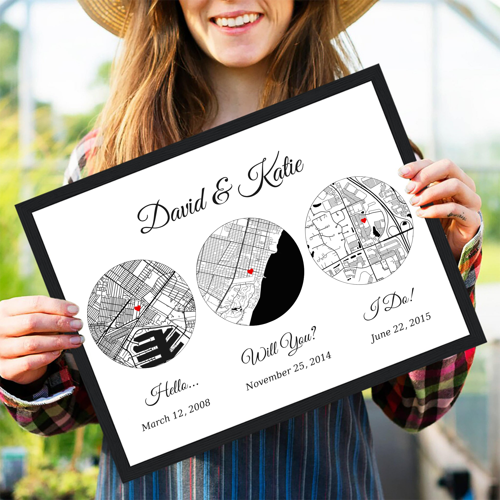 Custom Love  Map “Hello, Will You, I Do”