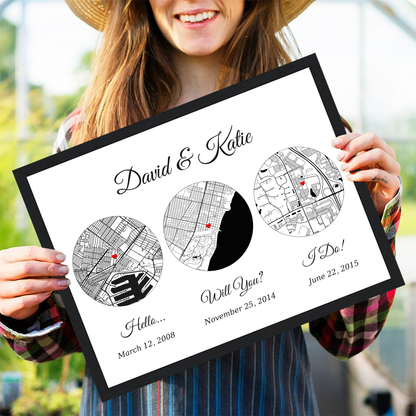Custom Love  Map “Hello, Will You, I Do”