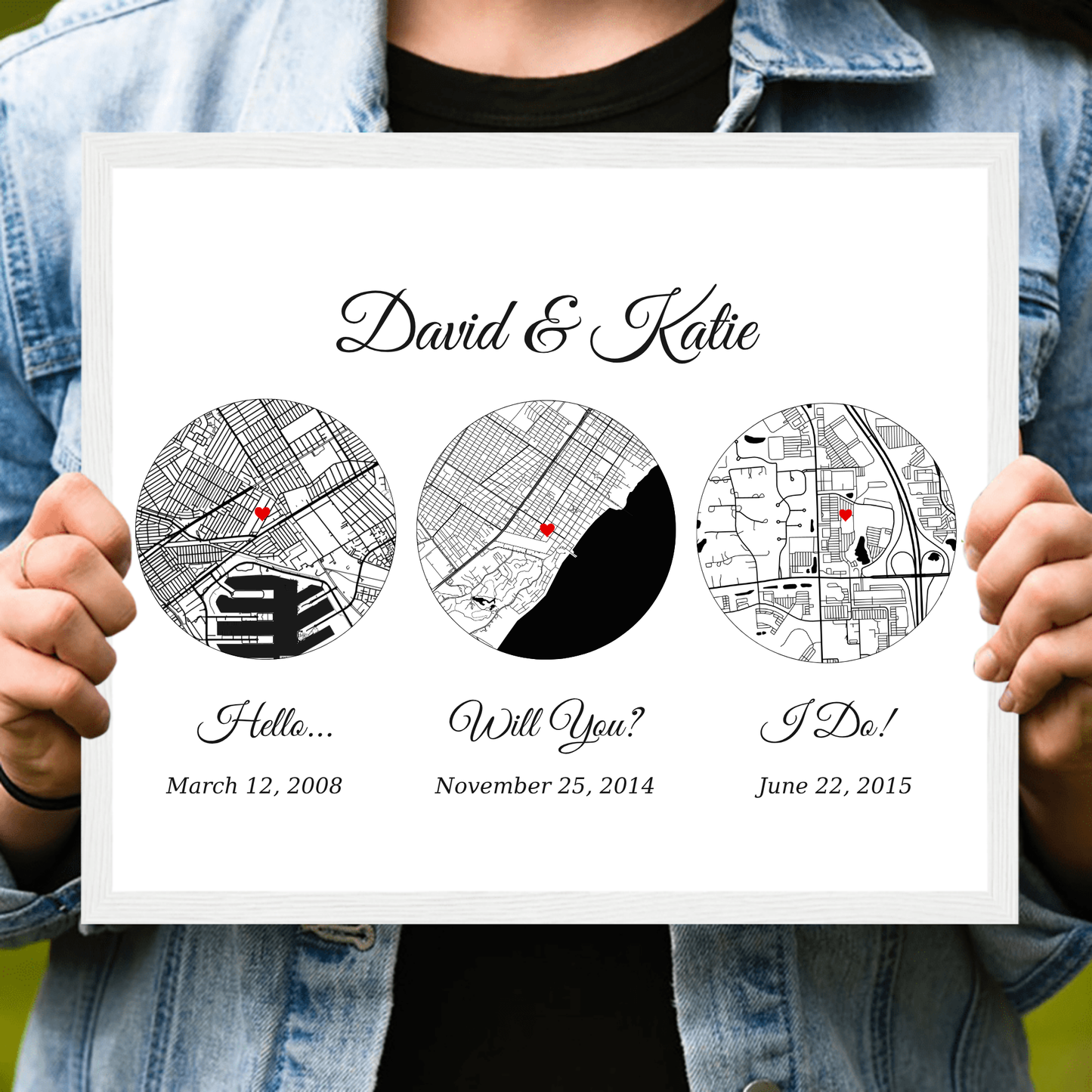 Custom Love  Map “Hello, Will You, I Do”