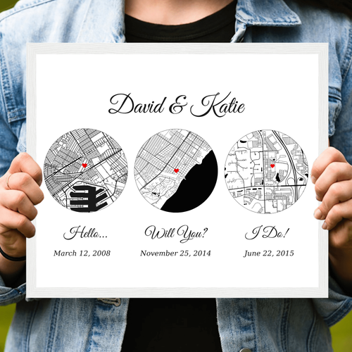 Custom Love  Map “Hello, Will You, I Do”