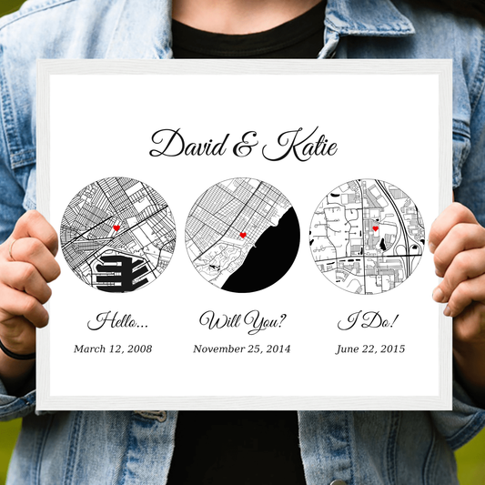 Custom Love  Map “Hello, Will You, I Do”