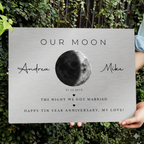 Our Moon on Tin – Personalized Moon Phase Metal Art, Romantic Anniversary & Valentine’s Day Gift for Couples