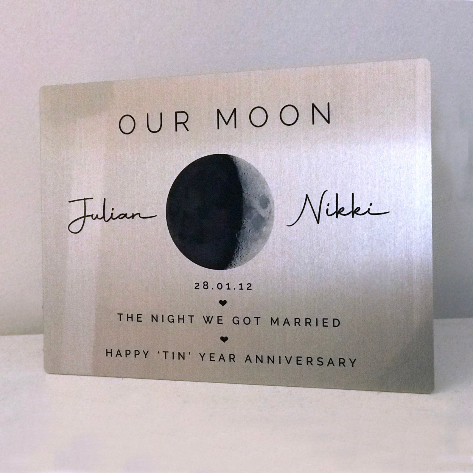 Our Moon on Tin