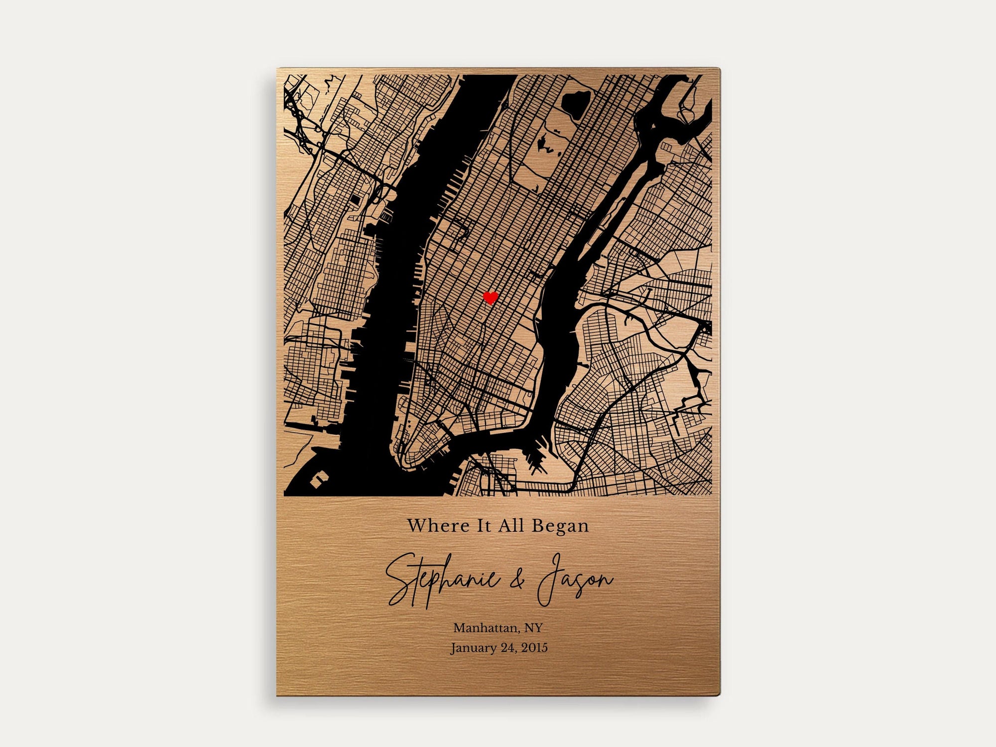 Personalized Metal Map Print – Our Journey Bega