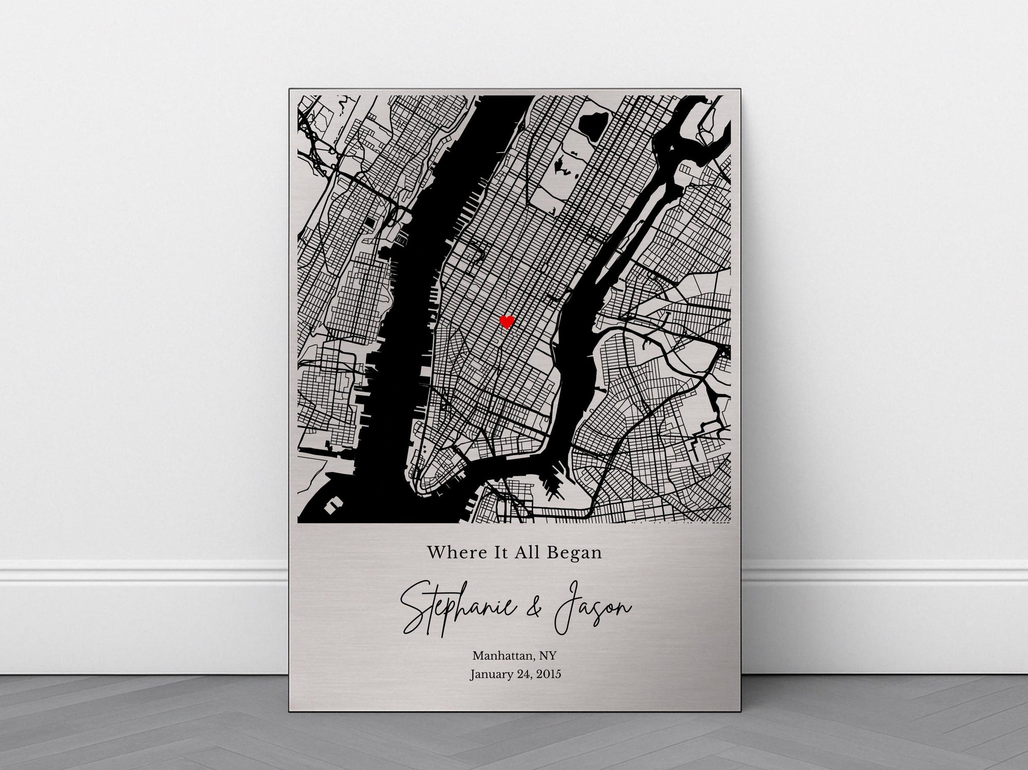 Personalized Metal Map Print – Our Journey Bega