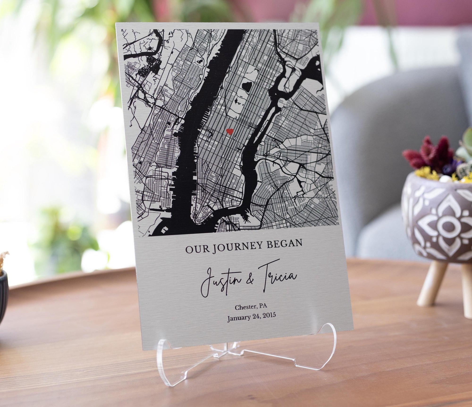 Personalized Metal Map Print – Our Journey Bega