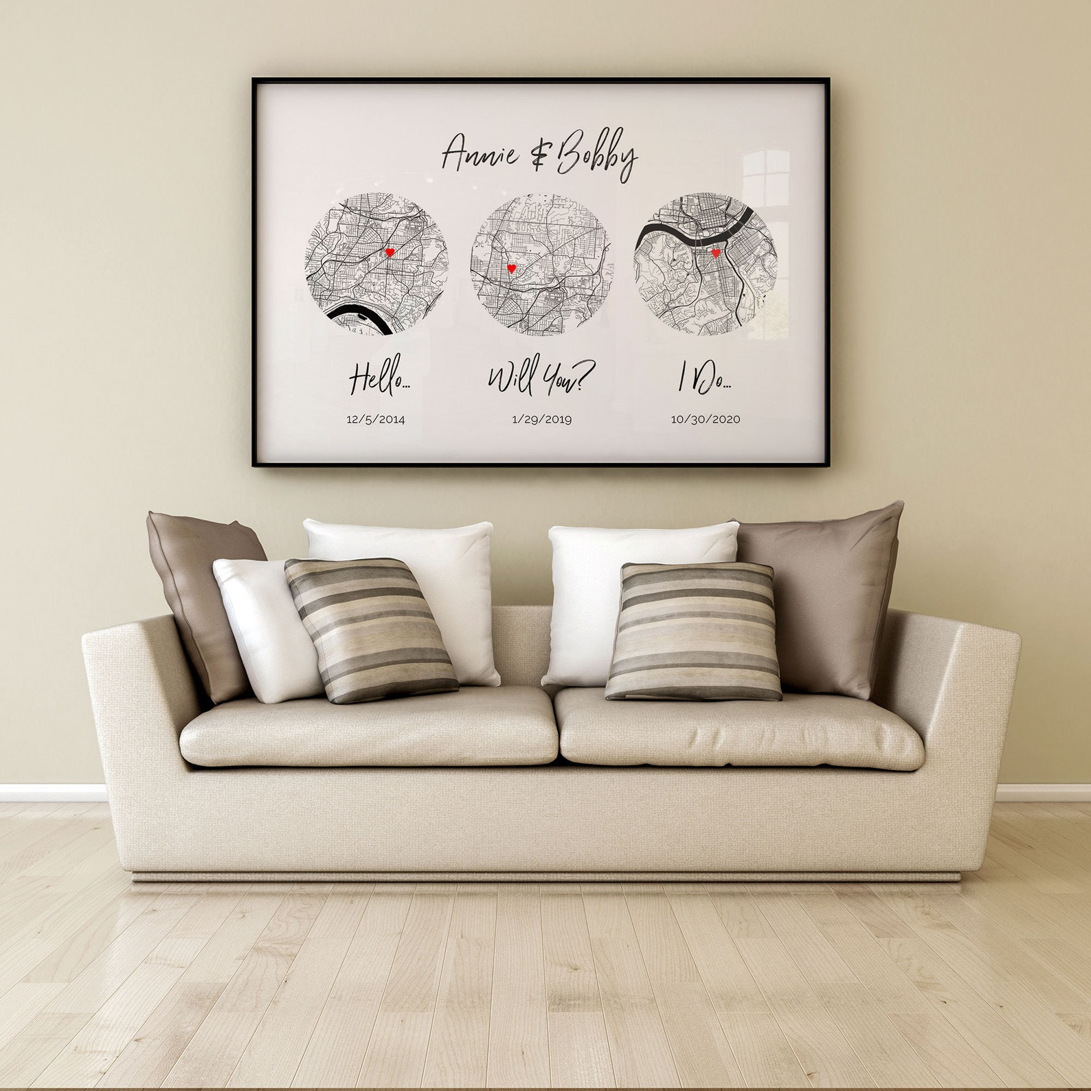 Custom Love  Map “Hello, Will You, I Do”