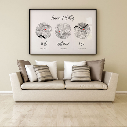 Custom Love  Map “Hello, Will You, I Do”